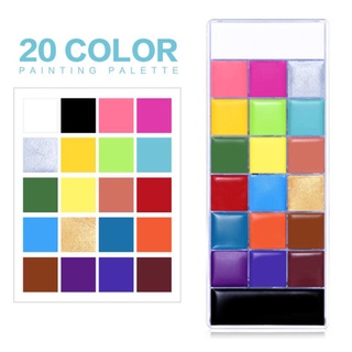 20 colores cara pintura corporal paleta de aceite flash seguro al óleo juego de pintura