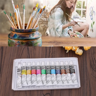 ZANJINJIN 6 ML 12 Color Professional Acrylic Paint Watercolor Set Hand Wall Painting Brush (2)