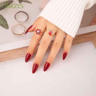 inezes 6 unids/set love ring retro estilo coreano anillo índice de dedo anillo goteo aceite flor lujo tai chi ancho simple hembra anillos
