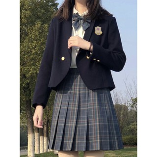 Invierno の Universidad de investigación Traje de JK uniforme genuino otoño e invierno Insignia de estilo universitario básico japonés chaqueta de traje negro manga larga