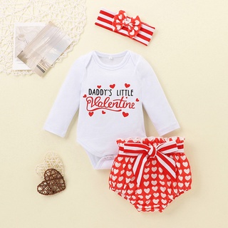 ✾BABYYA✨ Infant Baby Girls Valentine's Day Love Heart Print Bowknot Romper Shorts Outfits