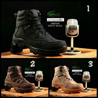- Cocodrilo armadura hombres botas de seguridad punta de hierro zapatos de trabajo al aire libre (1)