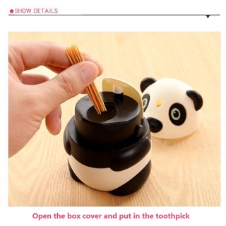 Panda automático palillo de dientes caja creativa presión mano tipo palillo caja de dibujos animados lindo hogar mesa de comedor decoración (6)