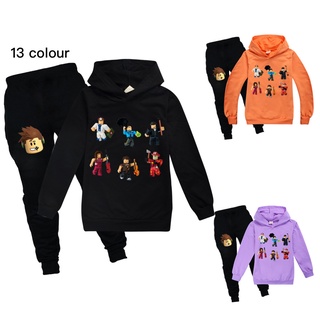 Roblox 2021 nueva moda niños sudadera con capucha ropa deportiva de dibujos animados suéter niños y niñas sudadera con capucha + pantalones conjunto de dos piezas (1)