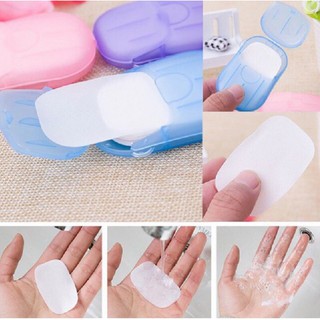 ELEN-Ready Stock portátil Mini lavado de manos baño viaje perfumado diapositiva papel jabón hoja