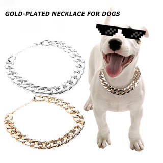 collar/gargantilla de arte chapado en oro con correa para caminar para perros/mascotas (1)