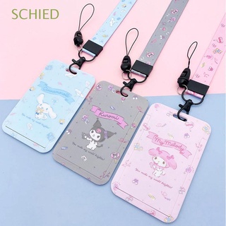 SCHIED Women Men Card ID Holder Cartoon Badge Cards Cover Bus Card Case Pendants Credit Card Card Sleeve Students Lanyard Hand Rope Bank Card Holder