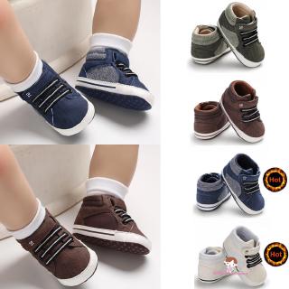 Xzq-0-18m recién nacido suela suave cuna zapatos niños niños con cordones botas de tobillo (1)