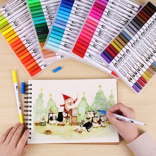 12/18/24/36/48/72/100 Colors Dual Tip Drawing Painting Watercolor Art Marker Pen