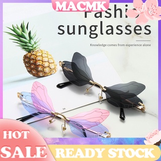 Macmk lentes de sol para mujer creativo Dragonfly Wing portátil sin marco moda gafas de sol para fiesta
