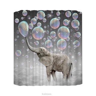 Linda cortina de ducha con patrón de elefante de poliéster impermeable de larga duración para colgar decoración del hogar