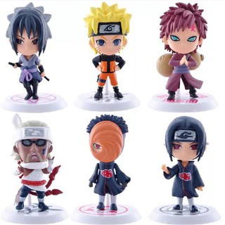 6 Piezas Anime Naruto Q Versão 7 cm Sasuke Figura De Acción Coleccionable