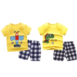 [*Twice*-] Niño niños bebé niños niñas de manga corta de dibujos animados Tops camiseta+pantalones trajes conjunto