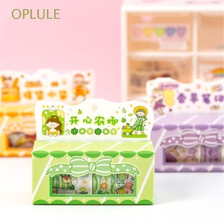 OPLULE Cute Office Adhesive Tape DIY Cartoon Basis Washi Tape Scrapbooking School Supplies Stationery For Journal 5 Rolls/Box