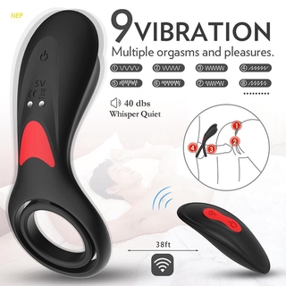 nep anillo de doble control remoto inalámbrico de 9 modos/vibrador/vibrador recargable impermeable/juguetes sexuales para adultos (1)