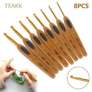 teakk 2.5mm-6mm agujas de tejer diy artesanía tejido herramientas ganchos de ganchillo agujas de costura de plástico de aluminio hecho a mano hilo de ganchillo