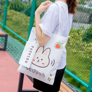 KATERINE Women Kawaii Handbag Casual Storage Bag Canvas Shoulder Bag Travel Rabbit Casual Tote Shopping Bag Large Capacity Multifunctional Travel Bags