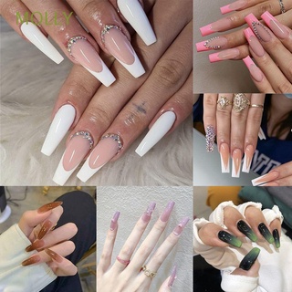 MOLLY 24pcs/Box Press On Nails Wearable Detachable Nail Tips Coffin False Nails Artificial Manicure Tool French Ballerina Full Cover Fake Nails