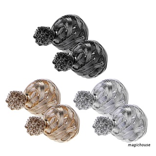 magichouse 3 pares de aretes de bola de alambre de metal envueltos de doble cara joyería de moda