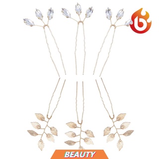 Beauty 6 piezas de joyería de hojas pines Clips nupcial tocado cristal mujeres horquillas accesorios niñas adornos para boda hecho a mano Headwear
