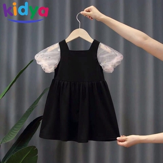 Kidya nuevo estilo niñas Puff manga corta malla hilo vestido bebé niña moda moda vestido de verano