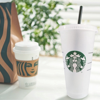 Vaso de plástico reutilizable Starbucks transparente con tapa 24 oz()