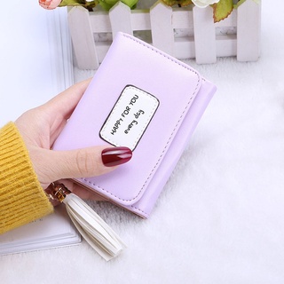 estilo coreano de las mujeres monedero corto bolso plegable borlas cartera titular de la tarjeta