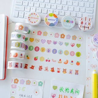 1 rollo multicolor lindo de dibujos animados animales frutas números washi cinta de enmascaramiento (1)
