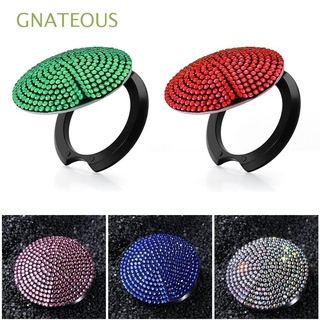 GNATEOUS Bling One-Key Engine Start Crystal One-click Start Button Diamond Decoration Strip Rhinestone Diamond Decorative Accessories Start Switch Car Parts Car Button Circle Trim Stop Ignition Push Button Switch Cover/Multicolor