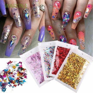 Waix1 10g nueva Moda Luminosa para mujer belleza Diy arte manicura decoración de brillos Flocados mariposa uñas lentejuelas/Multicolor