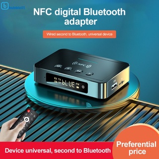 Receptor transmisor Bluetooth 5.0 FM Estéreo AUX Conector de 3.5 mm RCA Adaptador de audio Bluetooth NFC inalámbrico óptico para TV PC audífonos/Alta sensibilidad/infrarrojo interfaz baja/batería de larga duración de 301 (1)