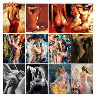 [XOITN]marco Sexy mujer pintura por números para adultos figura pintada a mano pintura al óleo