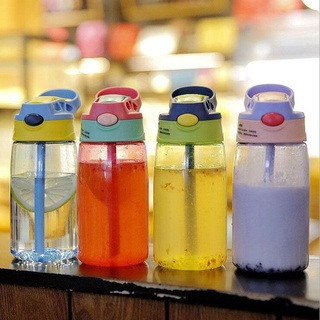 480ml niños portátil de plástico taza de beber a prueba de fugas deportes botella de agua con diseño de paja de paja