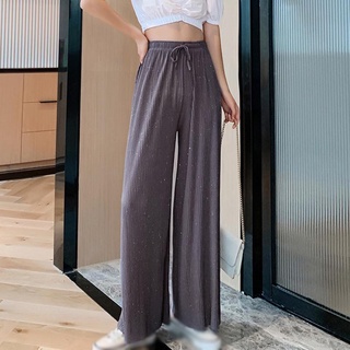Mujer pantalones rectos cintura alta cortina y pantalones delgados de pierna ancha (6)