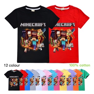 Niños de dibujos animados Minecraft grupo de fiesta camiseta de verano de algodón Tops Tee niños de manga corta camisetas de los niños de manga corta ropa ropa