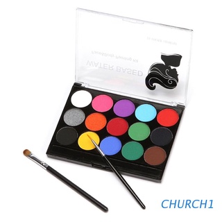Iglesia 15 colores pintura cara maquillaje corporal no tóxico agua segura pintura aceite con cepillo de navidad Halloween fiesta herramientas
