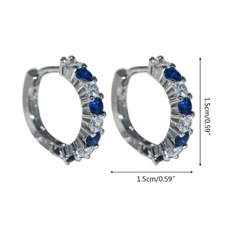 Seng Gem Stone - pendientes de aro de plata esterlina 925, zafiro azul y diamantes de imitación blancos para mujer (2)