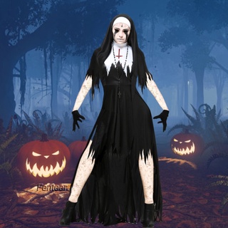 [FENTEER] Conjunto de Cosplay de fiesta de Halloween para mujer, Medieval, monja, disfraz de fiesta (7)