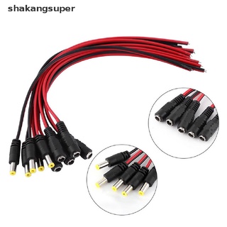 Shkas 10Pcs 5.5x2.1mm Male + Female DC Power Socket Jack Plug Connector Cable Wire 12V Super