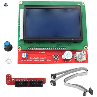 lcd 12864 versión gráfica smart display controlador ule placa con adaptador y cable compatible con rampas 1.4 reprap