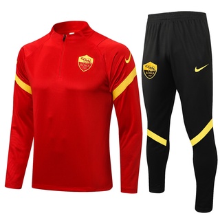 AS ROMA 2021 - 2022 fútbol manga larga con pantalones Kits de entrenamiento rojo (1)
