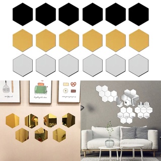 12 pzs/set De espejo Hexagonal para baño/sticker/pared/Sala De Estar/habitación/decoración De hogar/decoración De hogar/hogar (7)