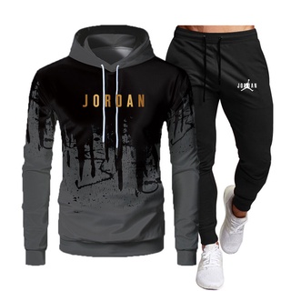 2 piezas conjuntos jordan chándal de los hombres sudadera con capucha+pantalones jersey sudadera con capucha ropa deportiva traje masculino fitness corredores de invierno conjuntos de ropa