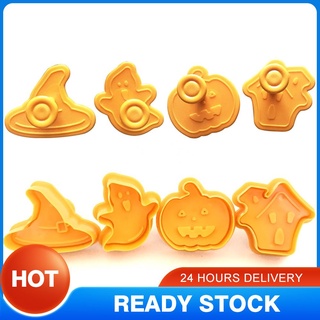 Nuevo 4pcs sello de galletas molde de galletas 3D cortador de galletas DIY molde para hornear Halloween cortadores de galletas negro rosa