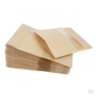 100 bolsas de papel kraft para bolsas de embalaje de alimentos, 12 x 20 cm
