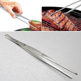 elegante *# pinzas de comida larga de acero inoxidable plateado/pinzas rectas/herramienta de cocina