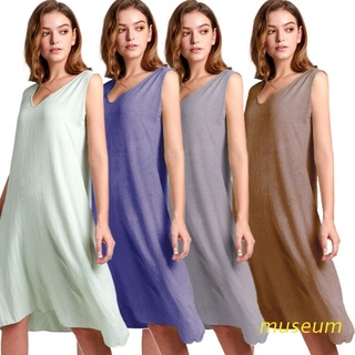 muse mujeres verano sin mangas sleepshirt sexy v-cuello suelto longitud de la rodilla de la correa ancha vestido de tanque salón ropa de dormir de color sólido camisón