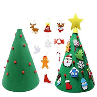Niños Diy hecho a mano tela de fieltro árbol de navidad 3D tambor fieltro árbol de navidad