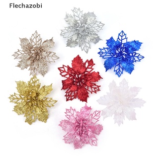[flechazobi] 5 piezas de flores artificiales de navidad con purpurina, flores falsas, decoraciones de árbol de navidad