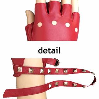 Shangke guantes De salón De verano con botones De Metal resistentes al abrasión huecos De cuero Pu guantes De remache Rock/multicolor (2)